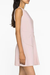 Robe patineuse courte sans manches à col ras du cou et poche cœur - Rose clair